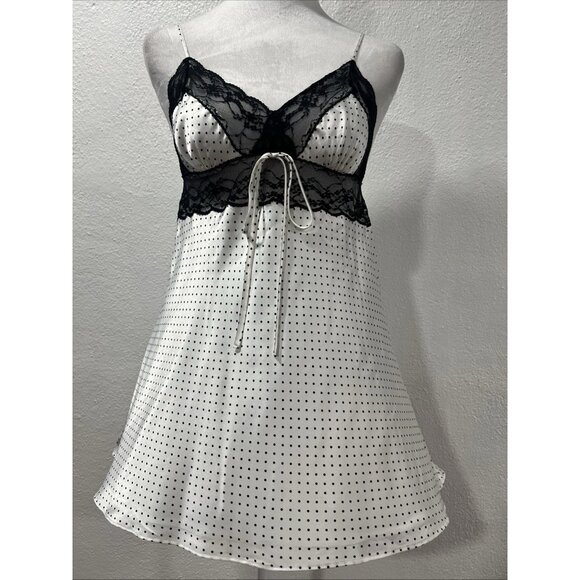 Victoria's Secret Other - Vtg VICTORIA’S SECRET White Polka Dot  Satin Babydoll Cami Top Fairy Y2k 2000s M